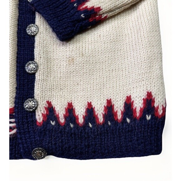 Vintage Scandinavian Hand-Knit Wool Cardigan Norway Style Nordic Sweater M - Picture 2 of 7